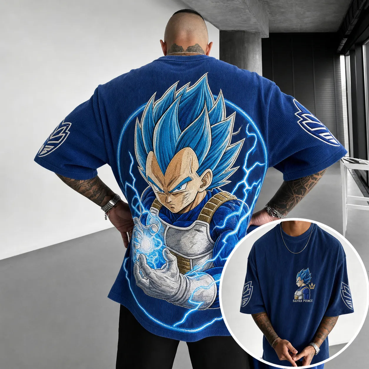 Unisex Short-Sleeve Corduroy T-Shirt With Anime Print