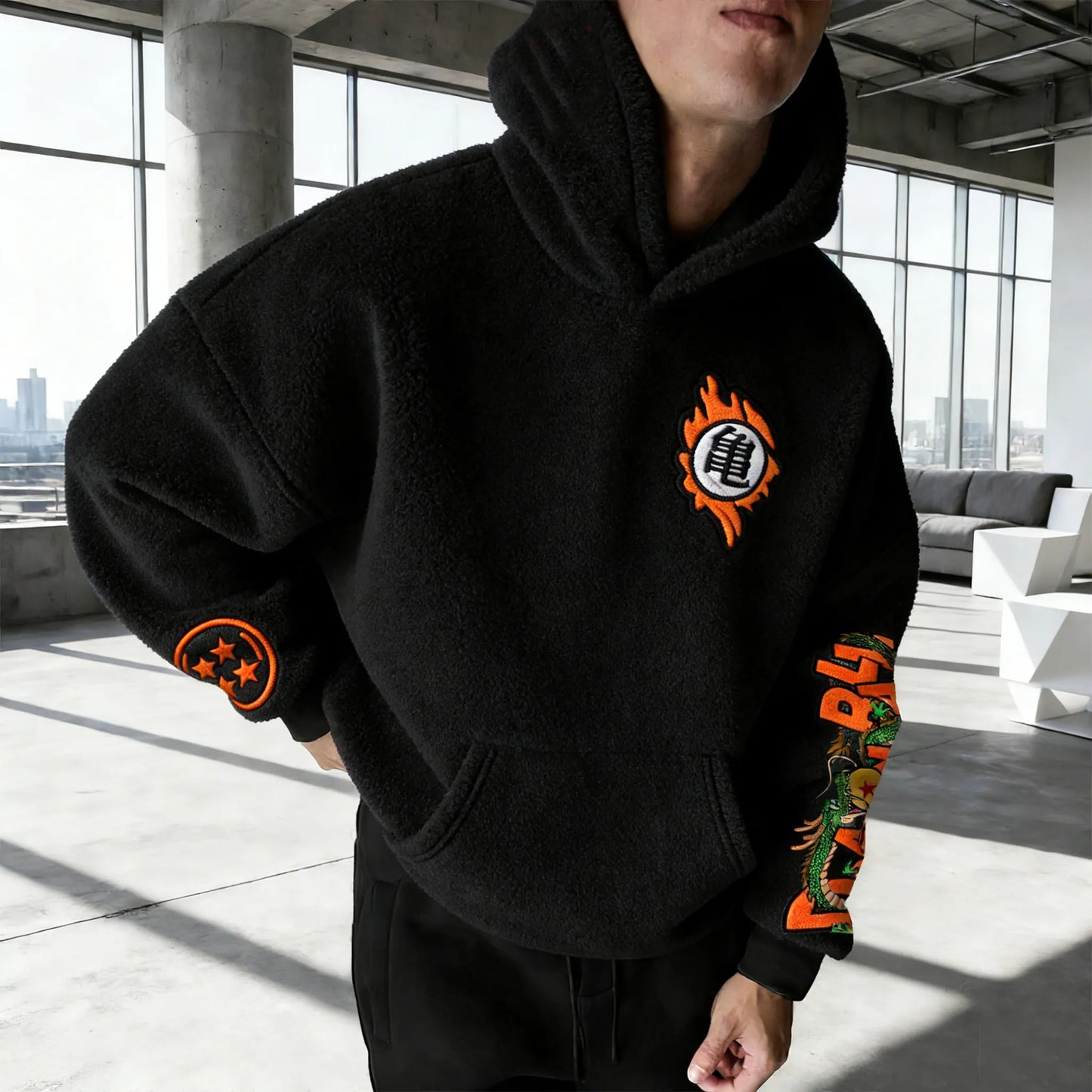 Color Blocked Collaboration Plush Hoodie