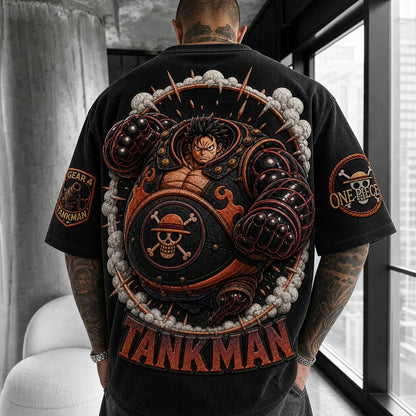 Unisex Short-Sleeve Corduroy T-Shirt With Anime Print