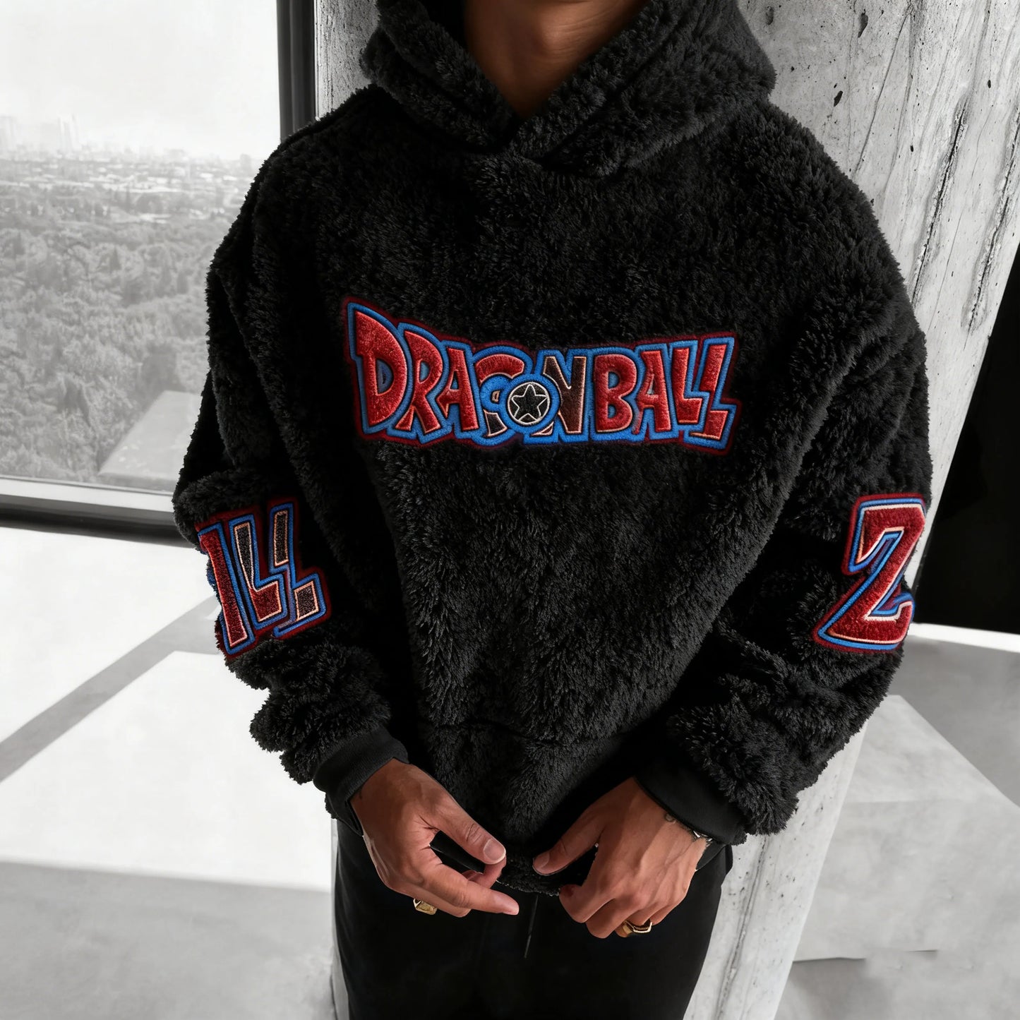 Color Blocked Plush Hoodie