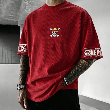 Anime Vintage Waffle Knit T-Shirt