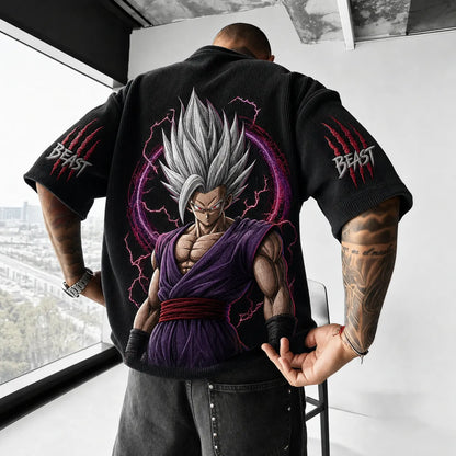 Unisex Short-Sleeve Corduroy T-Shirt With Anime Print