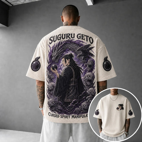 Unisex Anime Print Short-Sleeve Corduroy T-Shirt