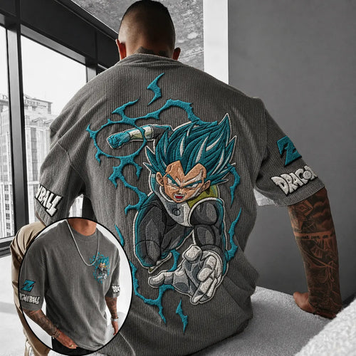 Dragon Ball Z Beerus Graphic Print Short Sleeve T-Shirt – Premium Cotton Blend, Oversized Fit, Vibrant Back Print & Sleeve Logo Design