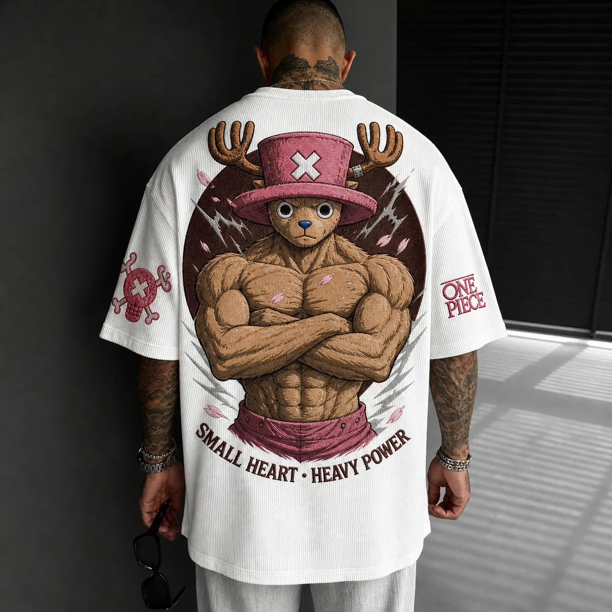 Unisex Short-Sleeve Corduroy T-Shirt With Anime Print