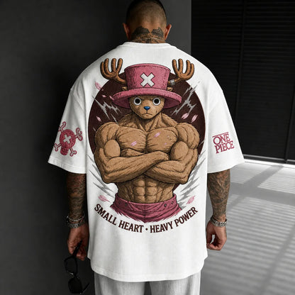Unisex Short-Sleeve Corduroy T-Shirt With Anime Print