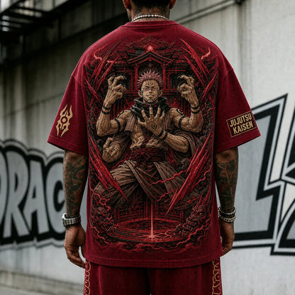 Unisex Anime Print Short-Sleeve Corduroy T-Shirt