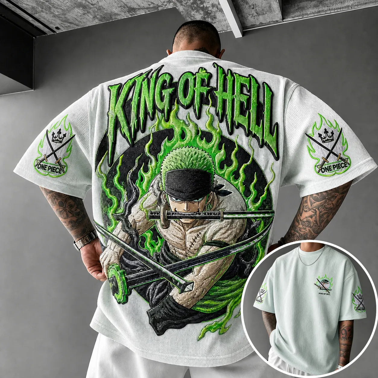 Unisex Short-Sleeve Corduroy T-Shirt With Anime Print