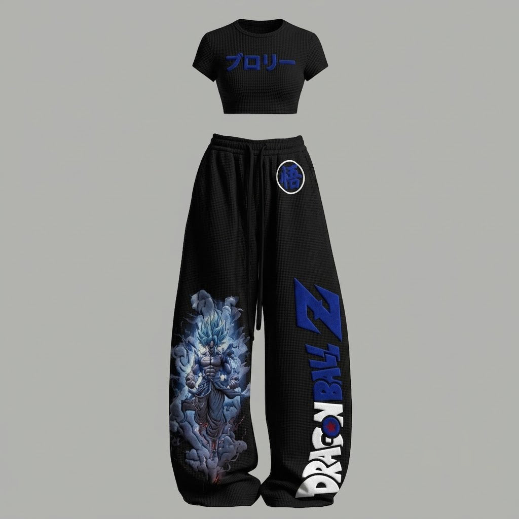 Women T-Shirt & Elasticated Trousers Waffle Two-Piece Set