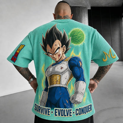 Unisex Short-Sleeve Corduroy T-Shirt With Anime Print