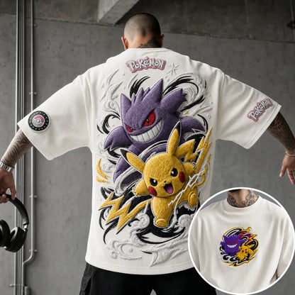 Unisex Anime-Style Retro Corduroy Oversized T-Shirt