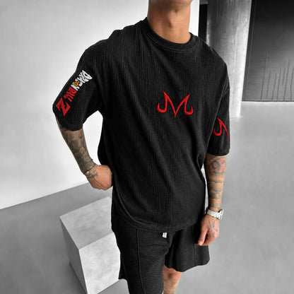 Unisex Anime-Style Retro Corduroy Oversized T-Shirt
