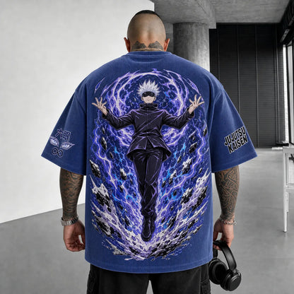 Unisex Anime Print Short-Sleeve Corduroy T-Shirt