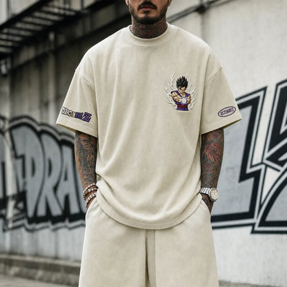 Unisex Loose-Fit Anime Vertical Stripe T-Shirt