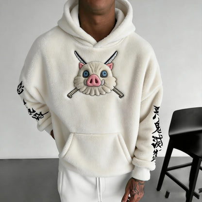 :Inos e Hashibira Color-blocked Plush HoodieInos e