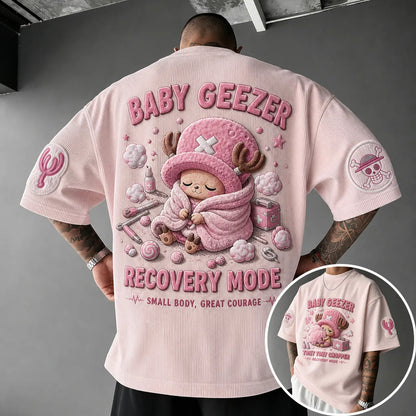 Unisex Short-Sleeve Corduroy T-Shirt With Anime Print