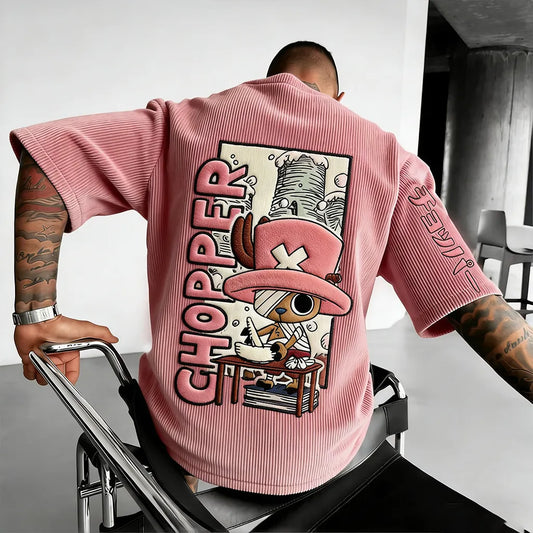 Unisex Anime Inspired Vintage Corduroy T-Shirt