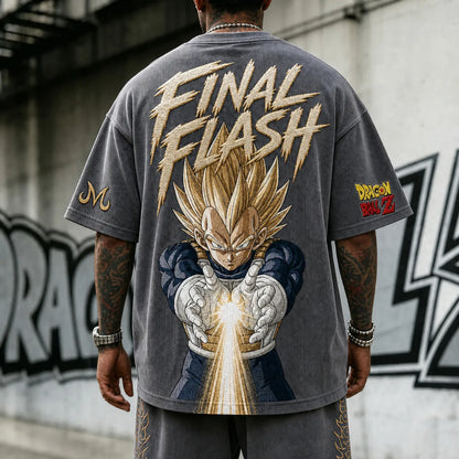 Unisex Short-Sleeve Corduroy T-Shirt With Anime Print