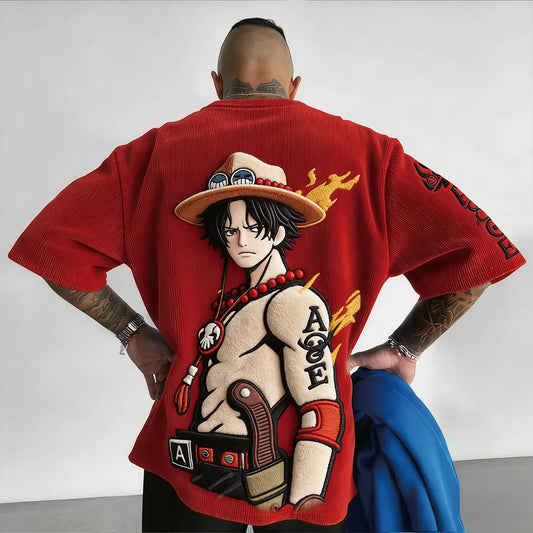 Unisex Anime Inspired Vintage Corduroy T-Shirt