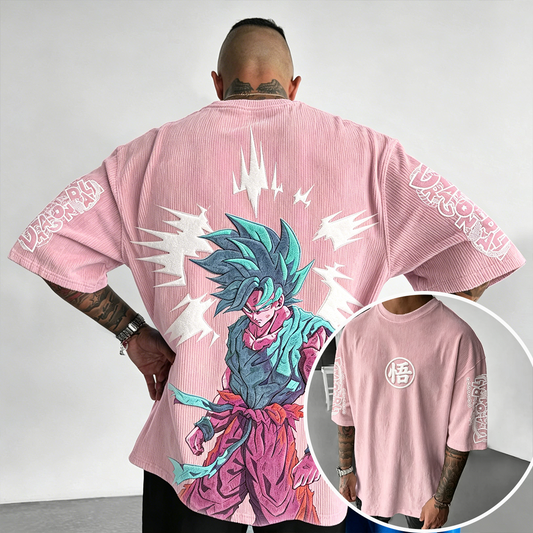 Anime Vintage Waffle Knit T-Shirt
