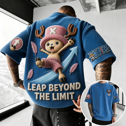 Unisex Short-Sleeve Corduroy T-Shirt With Anime Print