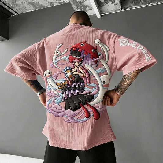 Unisex Anime Inspired Vintage Corduroy T-Shirt