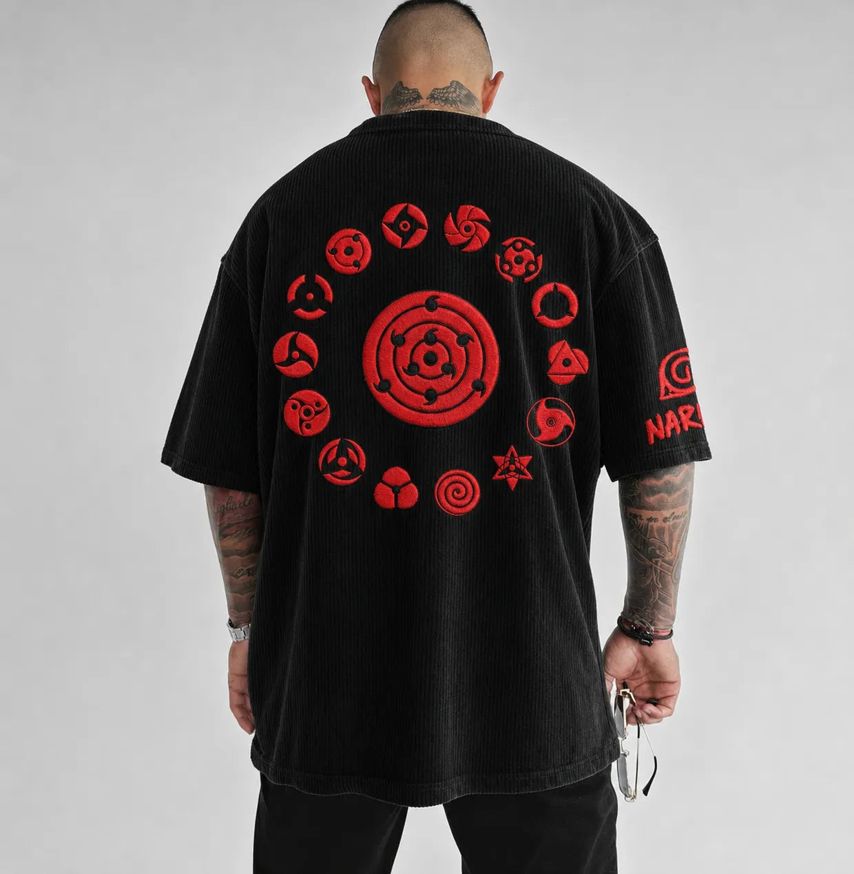 Unisex Anime-Style Retro Corduroy Oversized T-Shirt