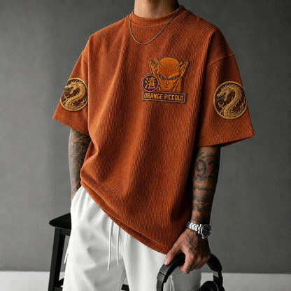 Unisex Short-Sleeve Corduroy T-Shirt With Anime Print