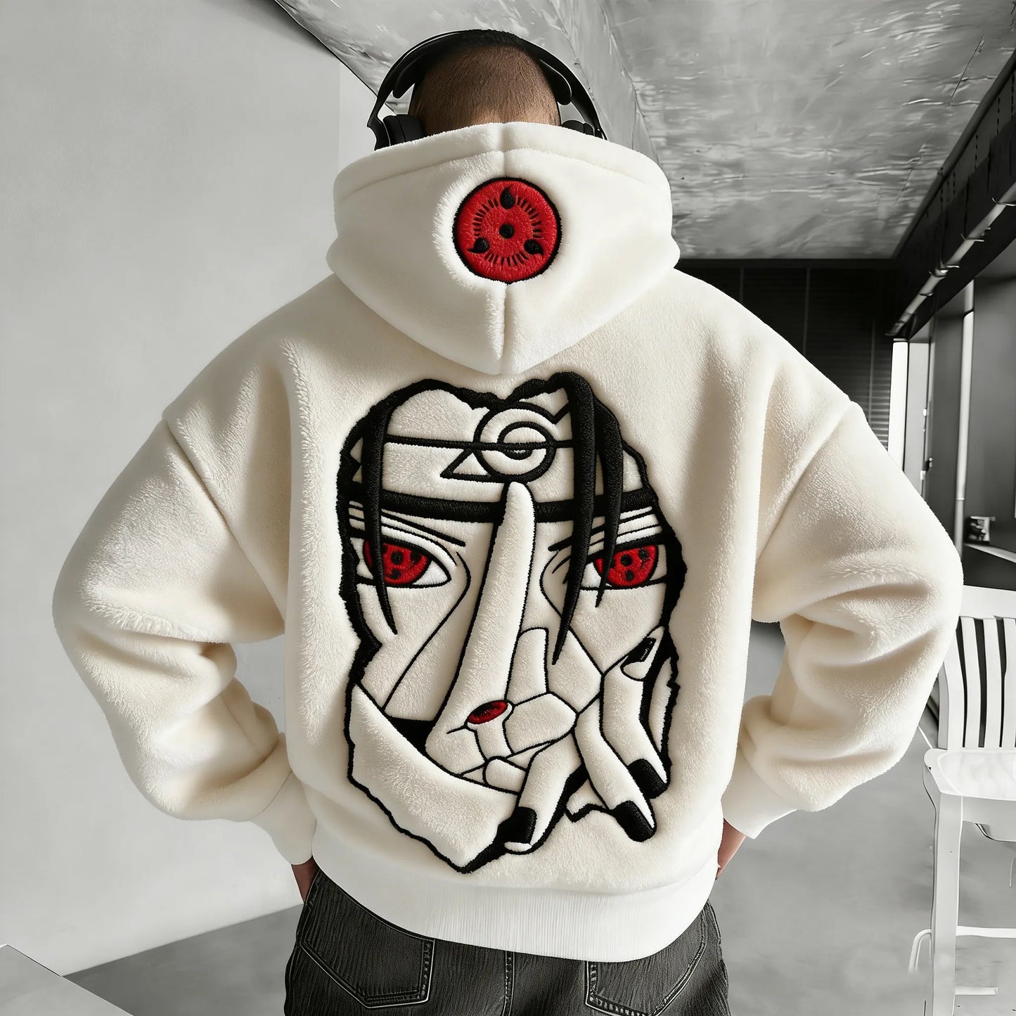 Unisex  Color-blocked Plush Hoodie
