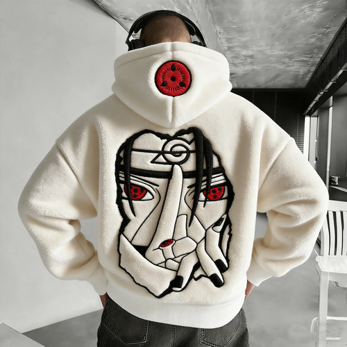 Unisex  Color-blocked Plush Hoodie