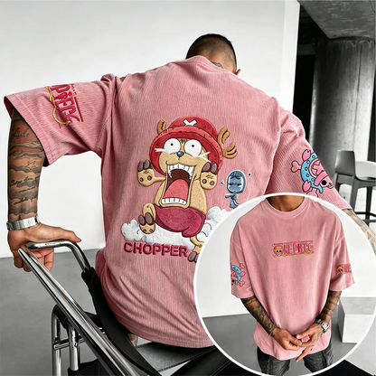 Anime Vintage Waffle Knit T-Shirt