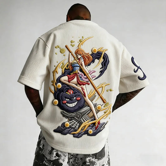 Unisex Anime Inspired Vintage Corduroy T-Shirt