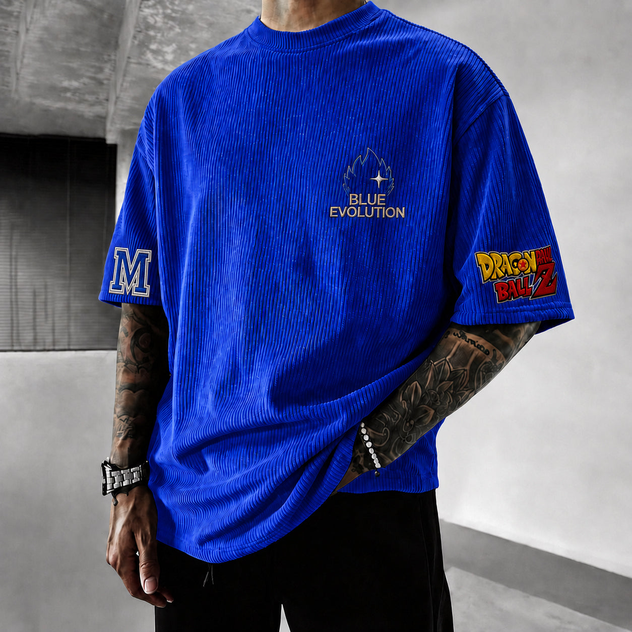 Unisex Short-Sleeve Corduroy T-Shirt With Anime Print