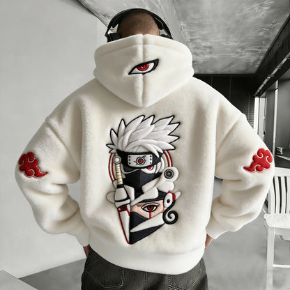 Unisex  Color-blocked Plush Hoodie