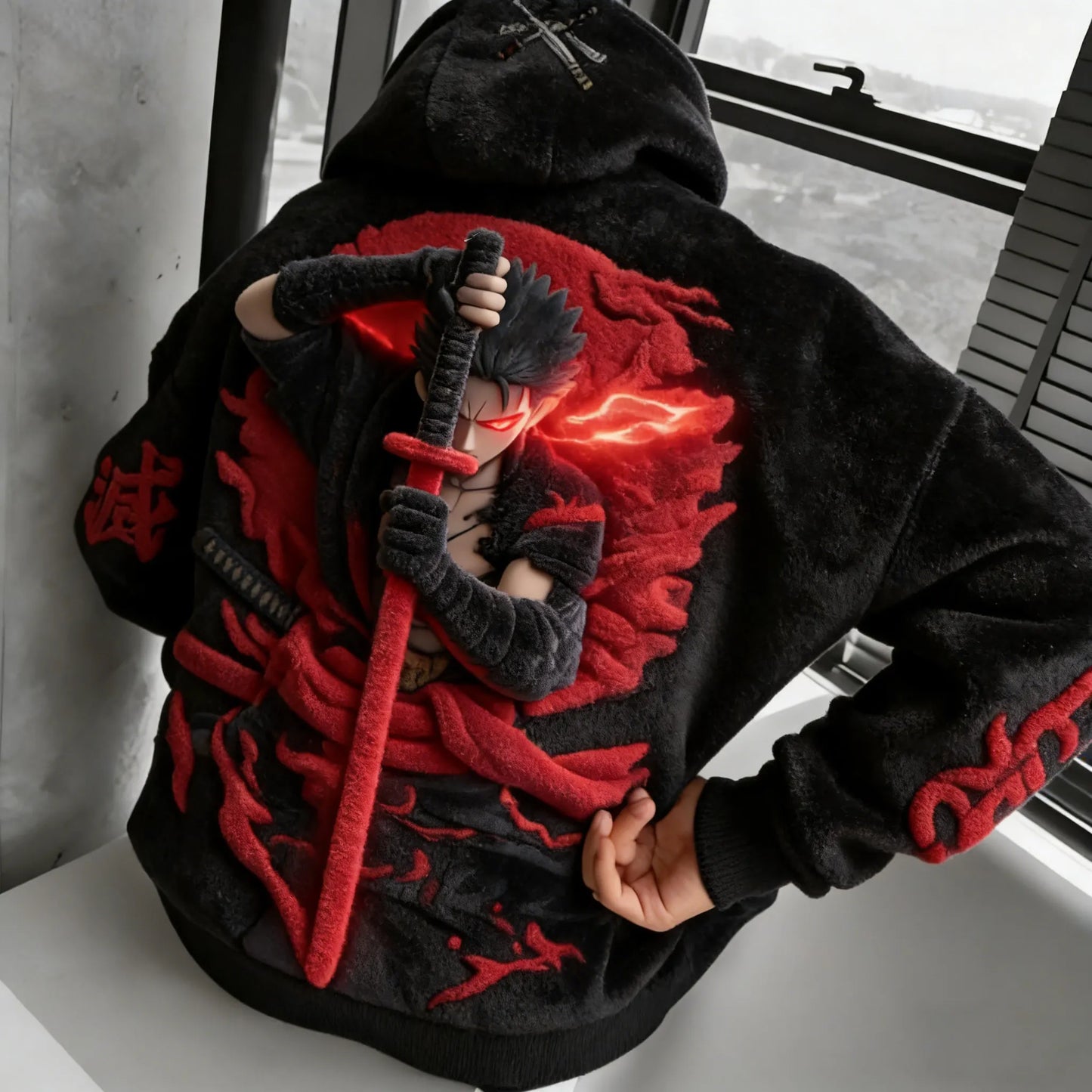 : Kamado  Color-blocked Plush Hoodie
