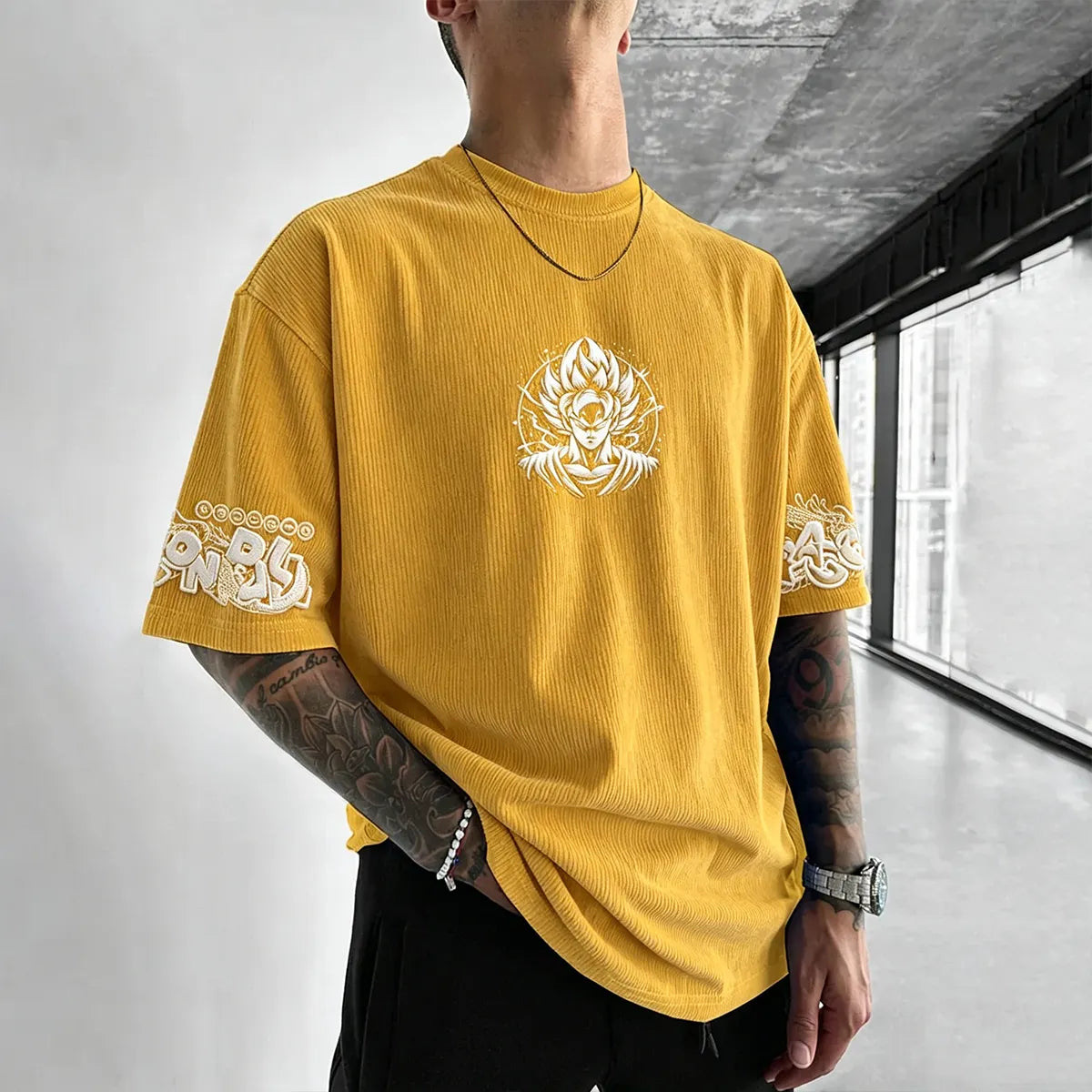Anime Vintage Waffle Knit T-Shirt