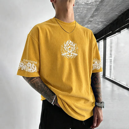 Anime Vintage Waffle Knit T-Shirt