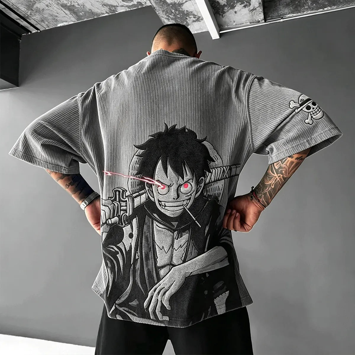 Anime Vintage Waffle Knit T-Shirt