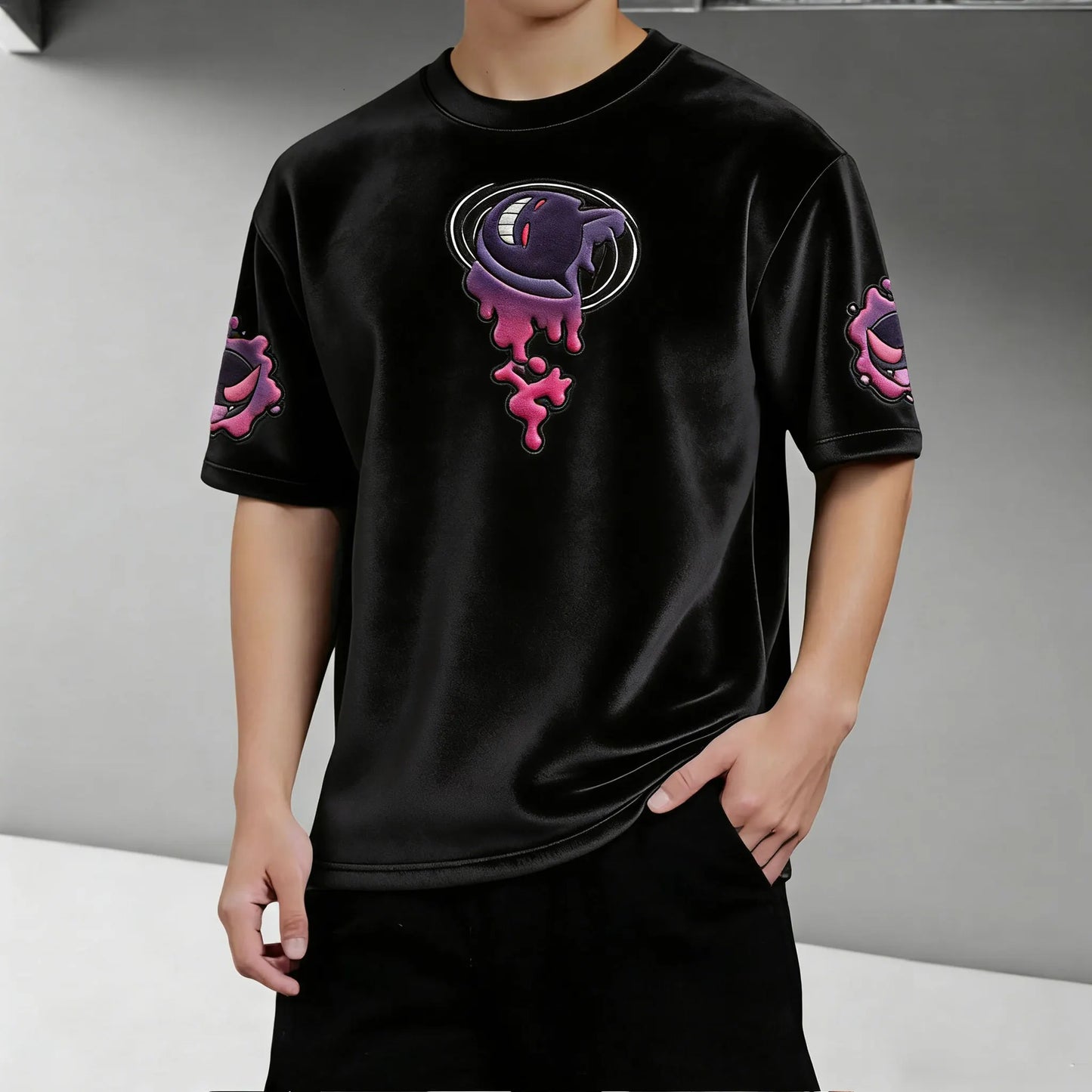 Color-blocked Unisex Fleece Oversized T-shirt