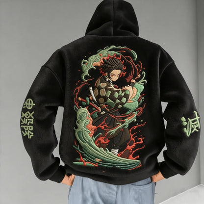 Unisex  Color-blocked Plush Hoodie