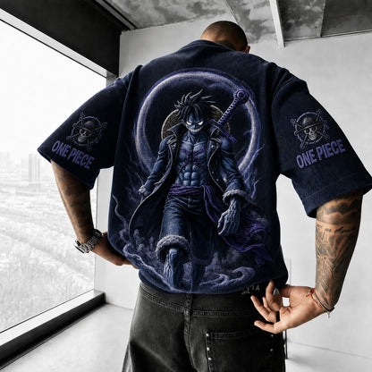 Unisex Short-Sleeve Corduroy T-Shirt With Anime Print