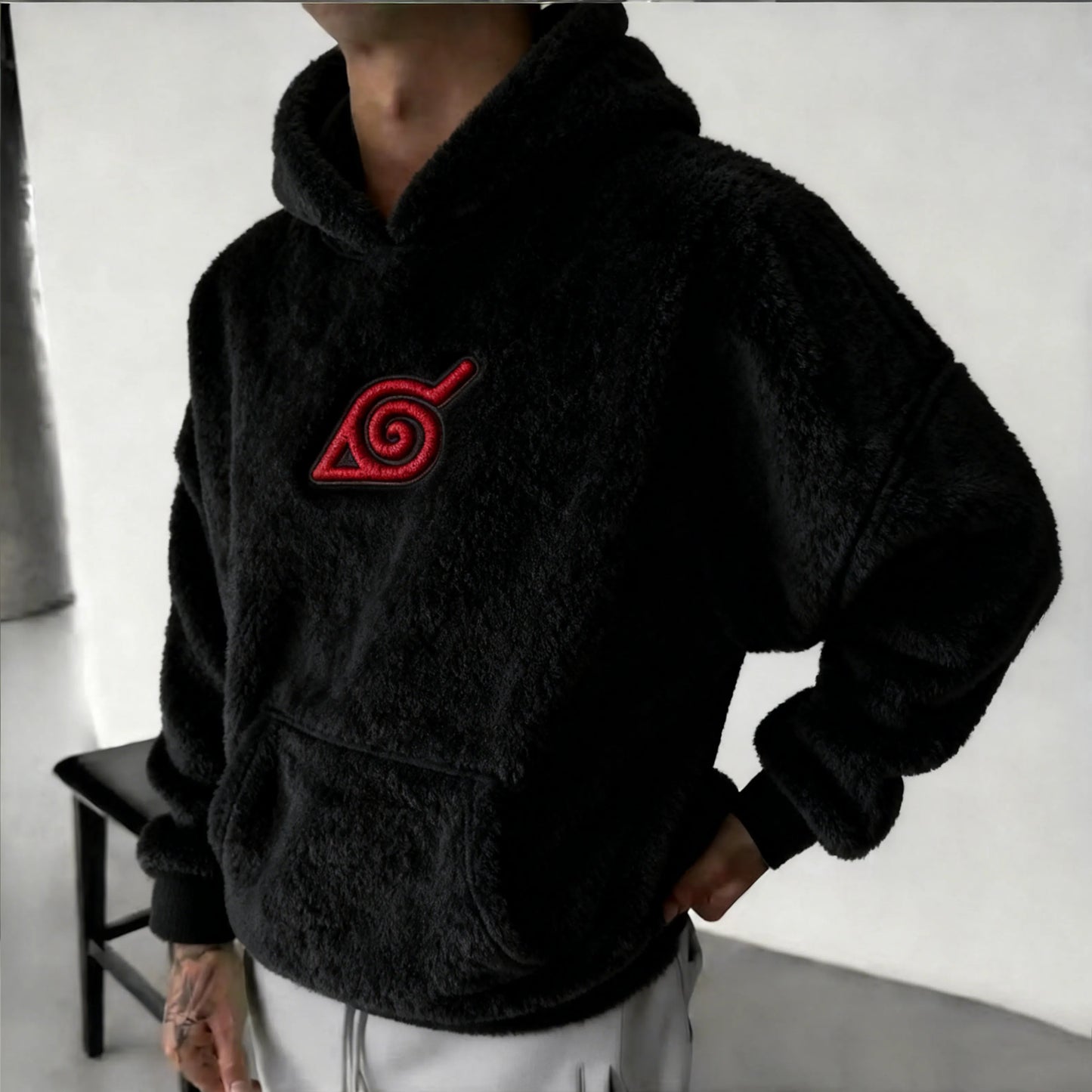 Color Blocked Plush Hoodie