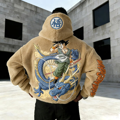 Color-blocked Plush Hoodie