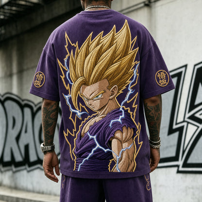 Unisex Short-Sleeve Corduroy T-Shirt With Anime Print