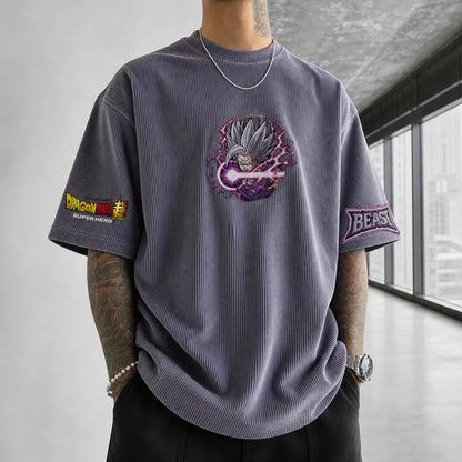 Unisex Loose-Fit Anime Vertical Stripe T-Shirt