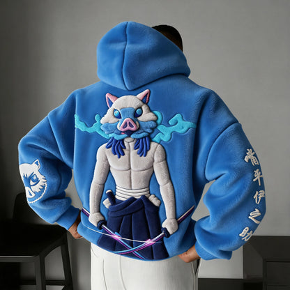 Color-blocked Plush Hoodie
