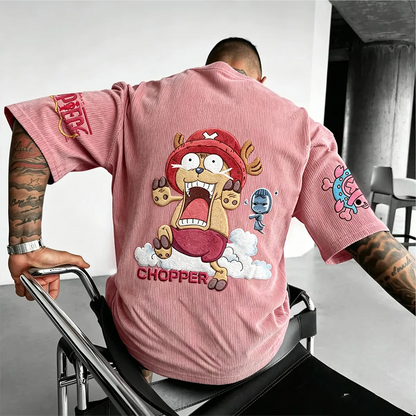 Anime Vintage Waffle Knit T-Shirt