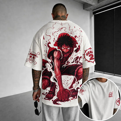 Unisex Short-Sleeve Corduroy T-Shirt With Anime Print