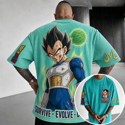 Unisex Short-Sleeve Corduroy T-Shirt With Anime Print