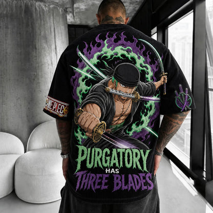 Unisex Short-Sleeve Corduroy T-Shirt With Anime Print